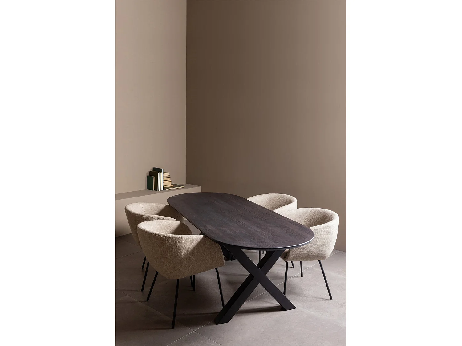 Lot de 6 fauteuils de table en bouclé LEON