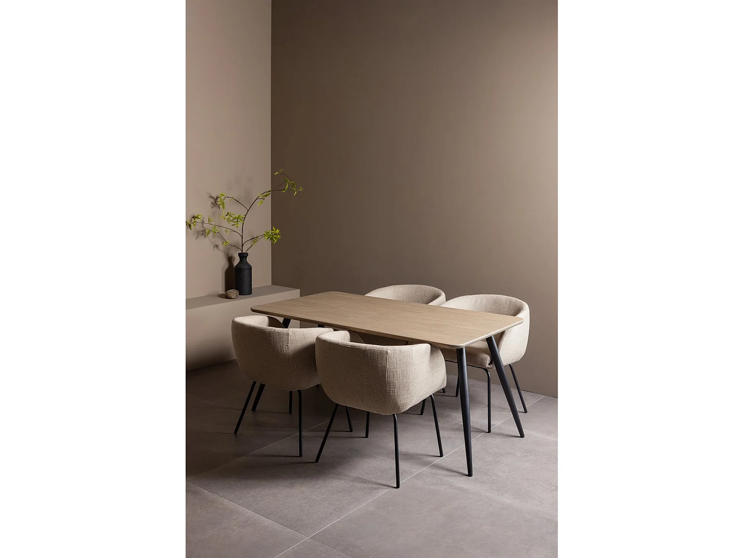 Lot de 6 fauteuils de table en bouclé LEON