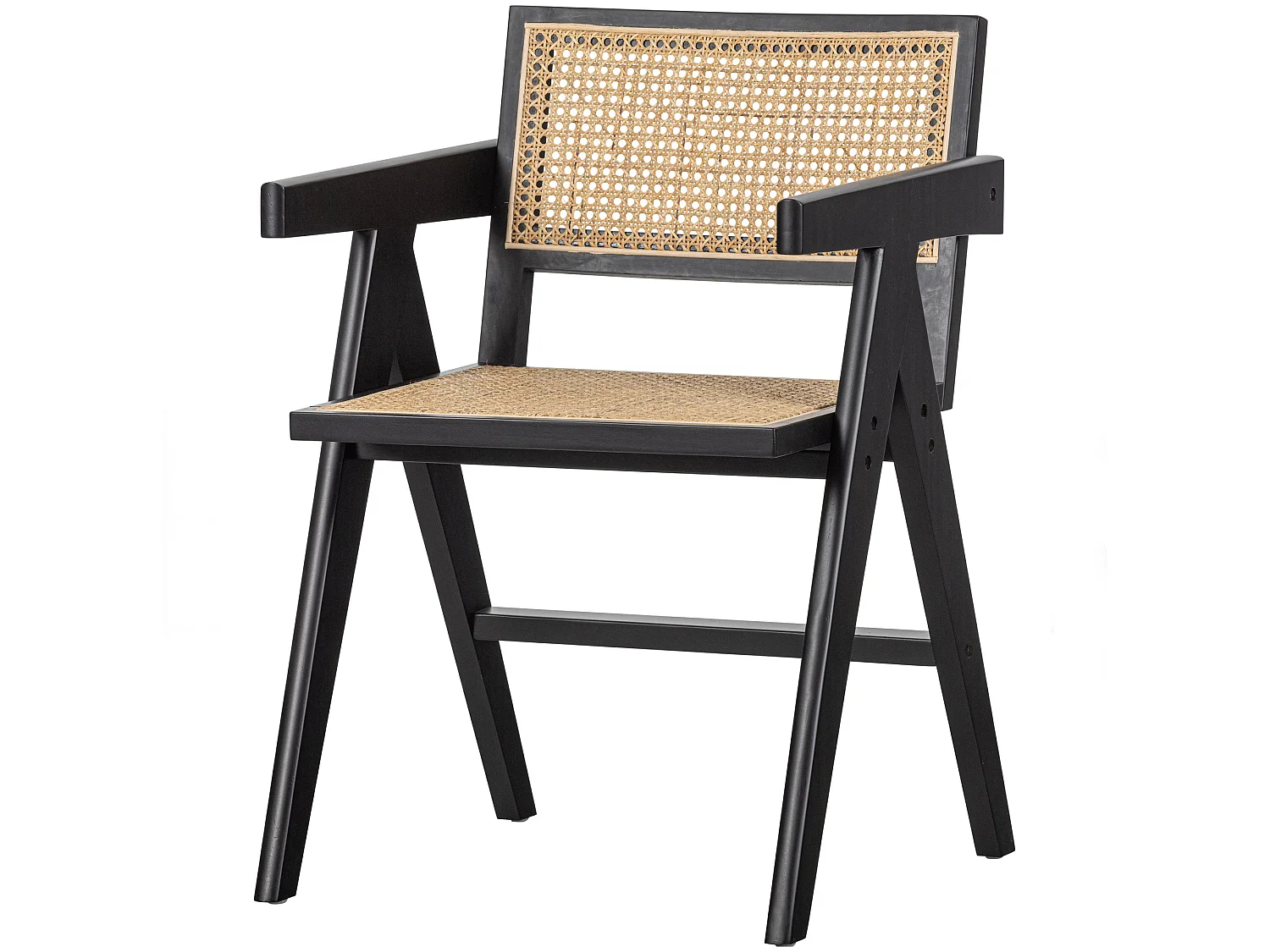 Lot de 6 fauteuils de table en rotan et bois GUNN