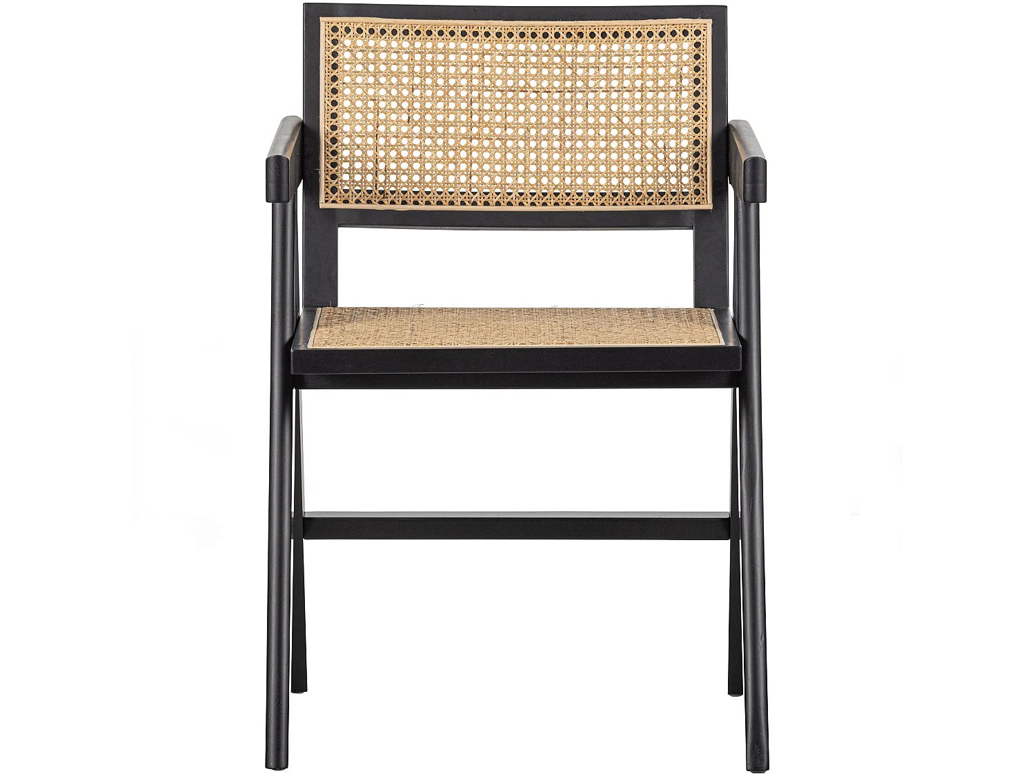 Lot de 6 fauteuils de table en rotan et bois GUNN