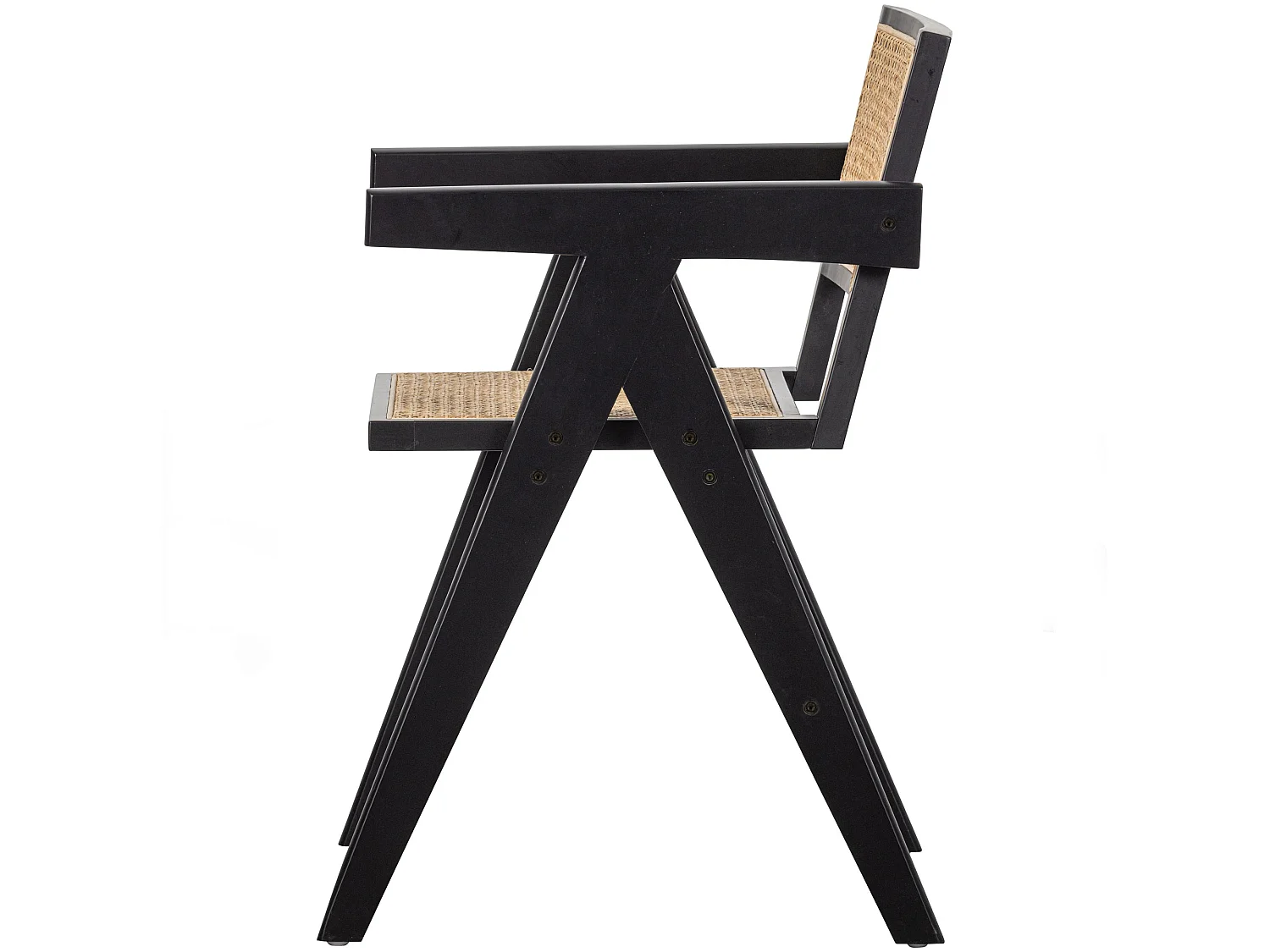 Lot de 6 fauteuils de table en rotan et bois GUNN