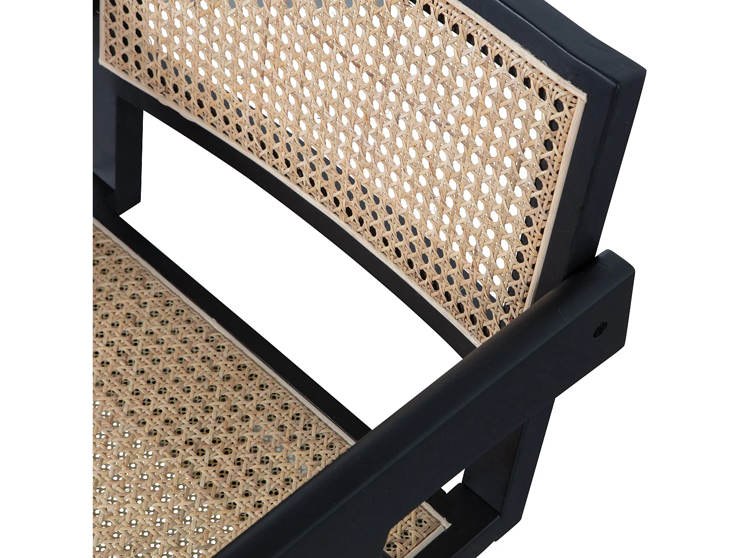Lot de 6 fauteuils de table en rotan et bois GUNN
