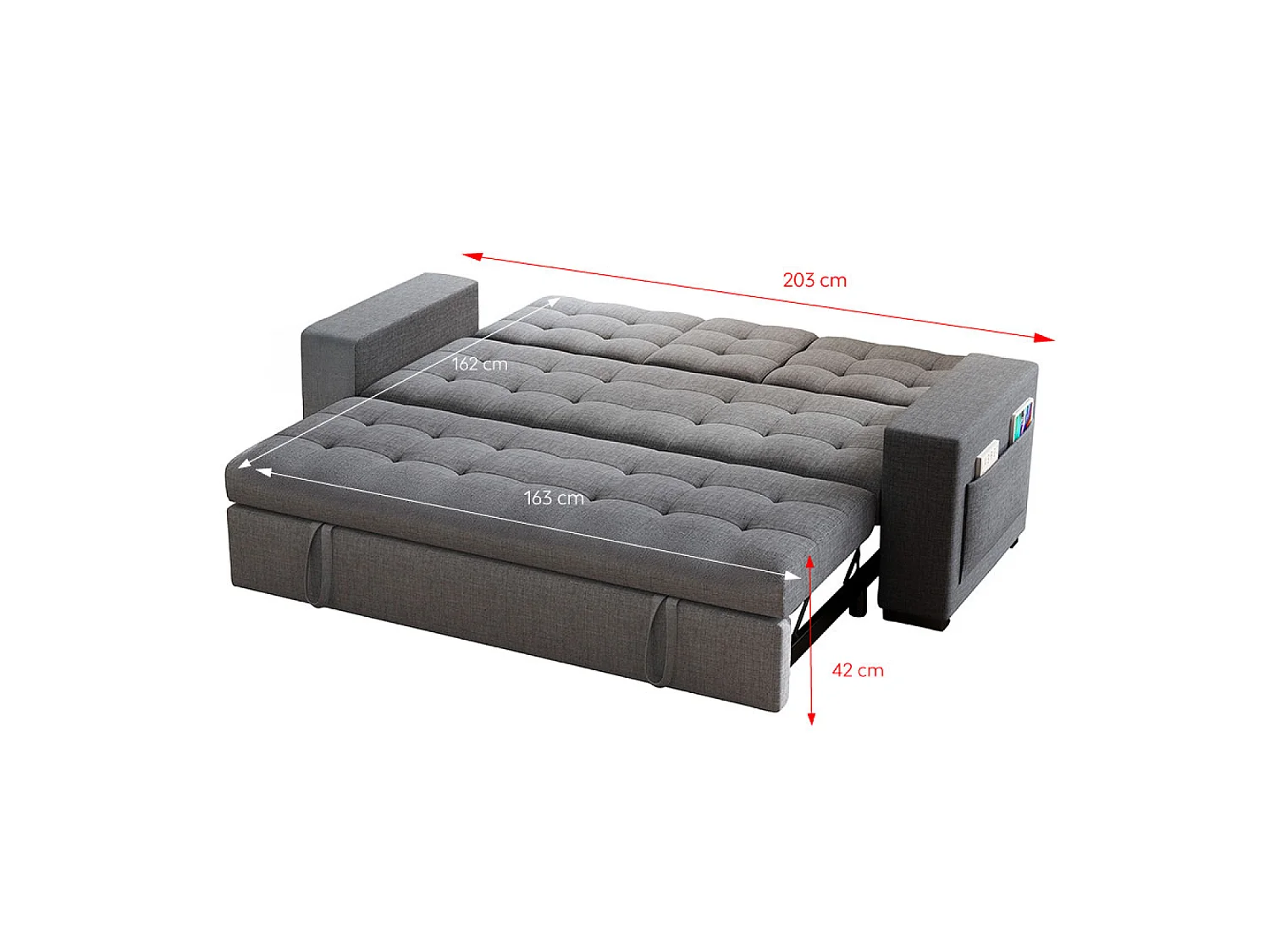 Canapé convertible gris foncé avec rangements NOHO