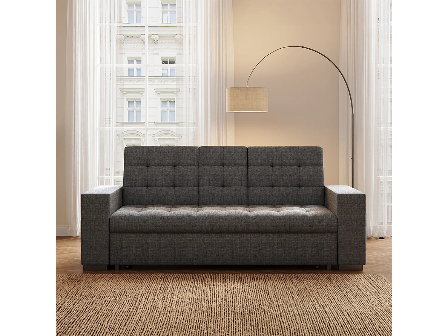 Canapé convertible gris foncé avec rangements NOHO