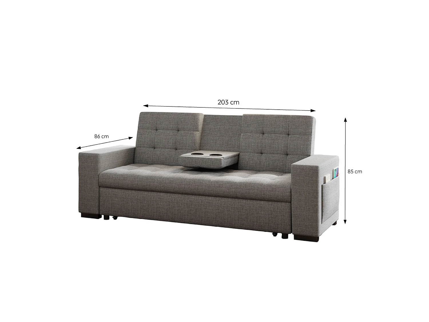 Canapé convertible gris foncé avec rangements NOHO