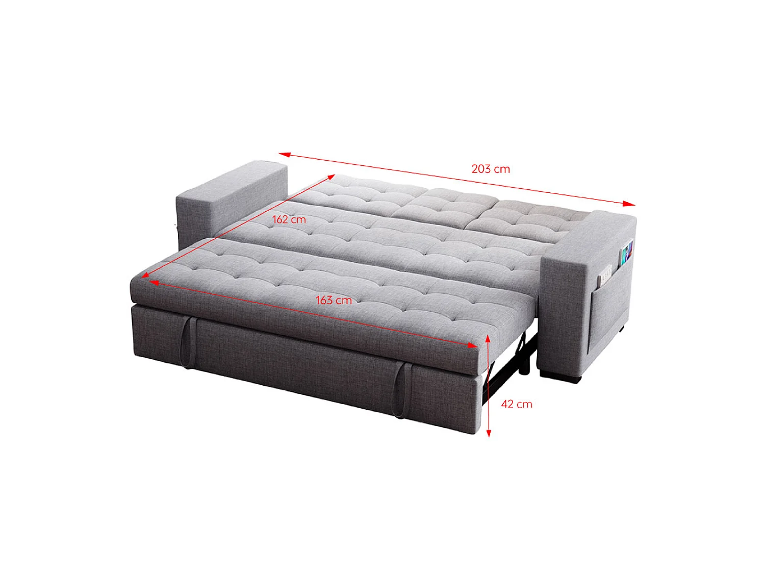 Canapé convertible gris foncé avec rangements NOHO