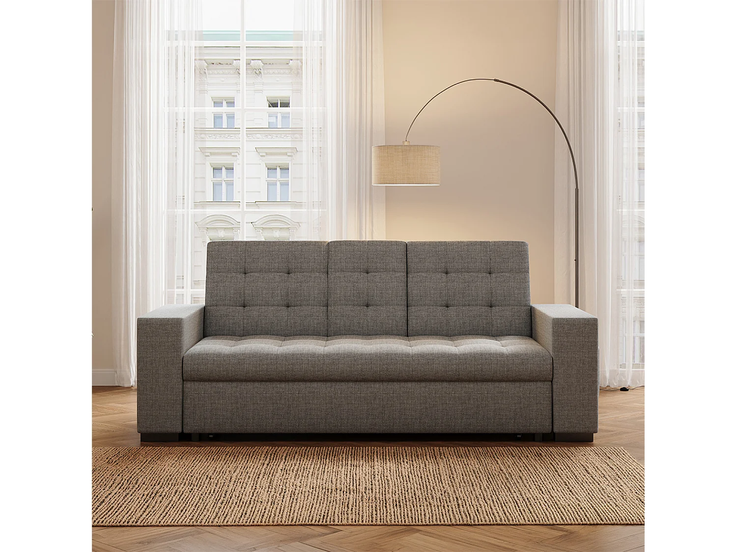 Canapé convertible gris foncé avec rangements NOHO