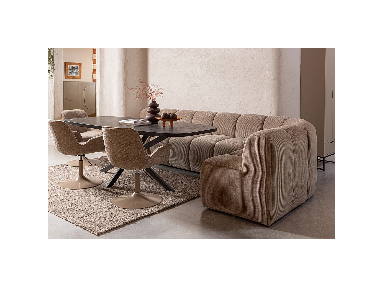 Banc de salle a manger avec dossier en bouclé L84 MOJO