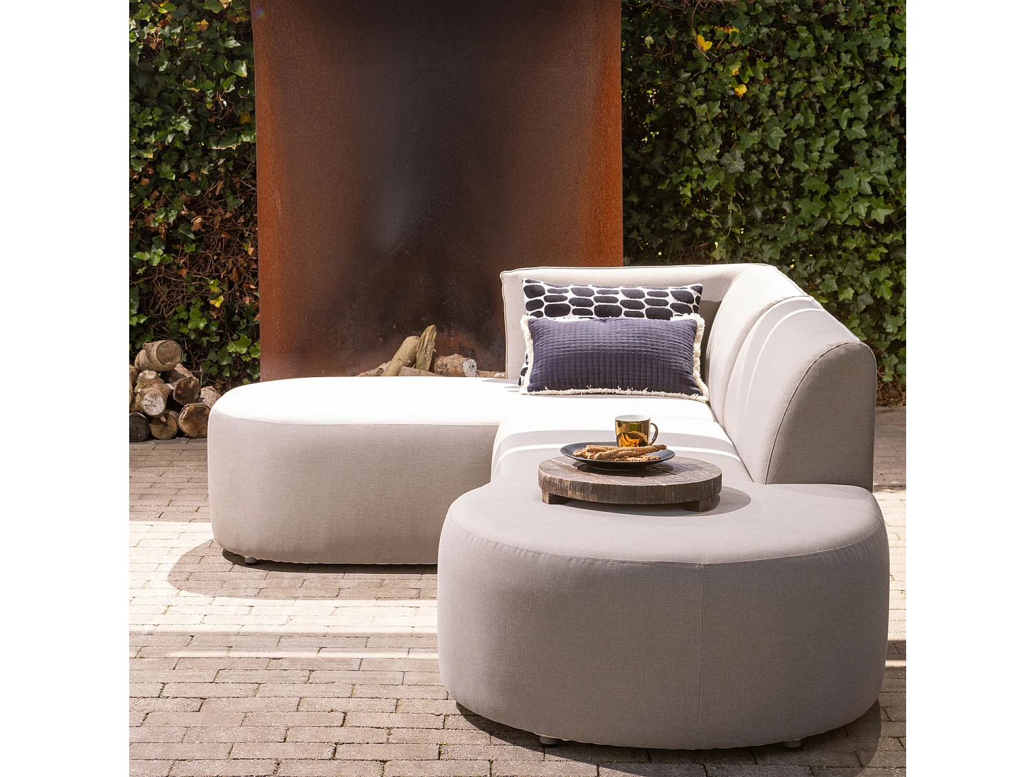 Salon de jardin d'angle gauche en tissu d’extérieur CHIOS
