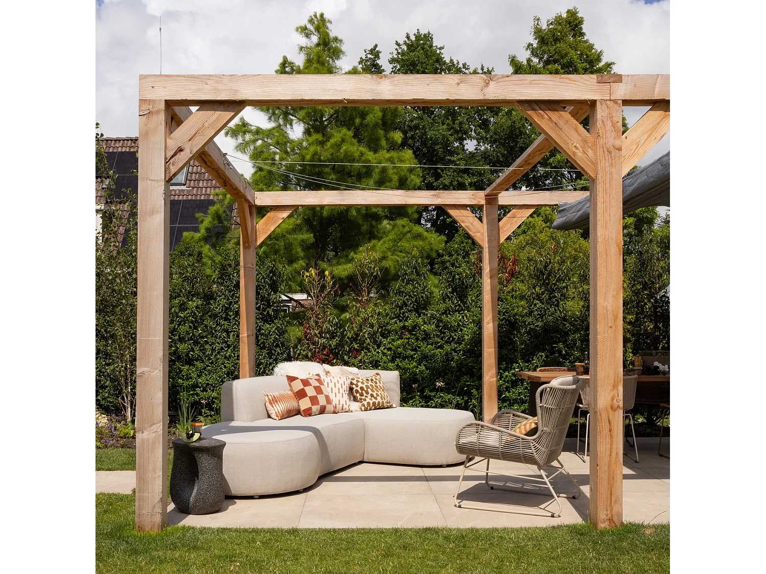 Salon de jardin d'angle droit en tissu d’extérieur CHIOS