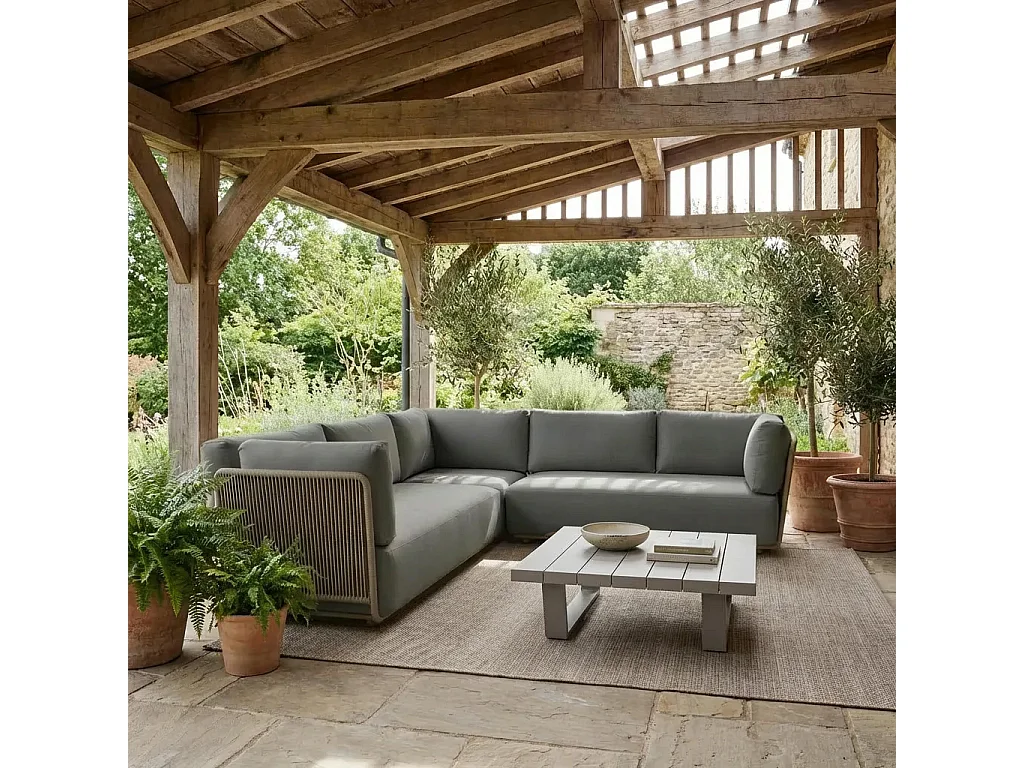 Salon de jardin en métal et corde SORA