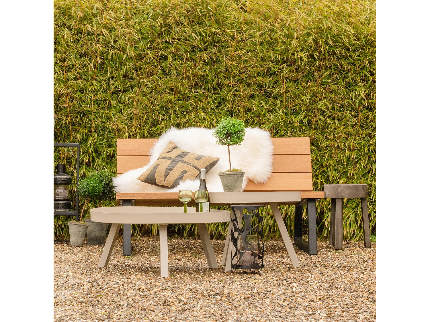 Banc de jardin en bois et métal BANCO