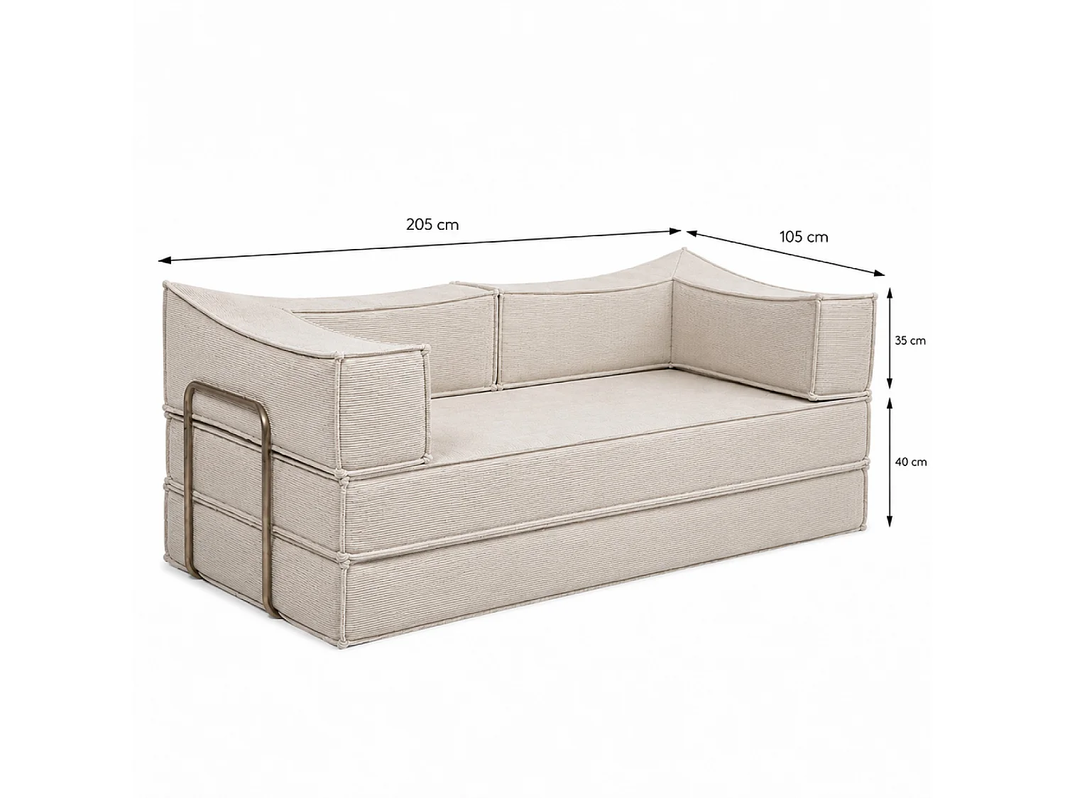 Canapé compressé convertible 2-3 places en velours côtelé beige CAUB