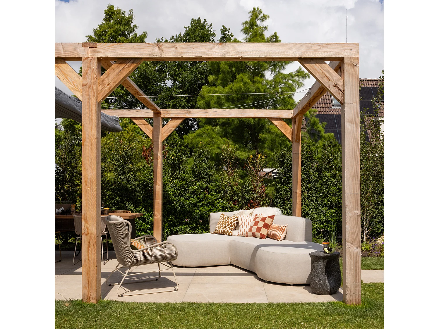 Salon de jardin d'angle gauche en tissu d’extérieur CHIOS