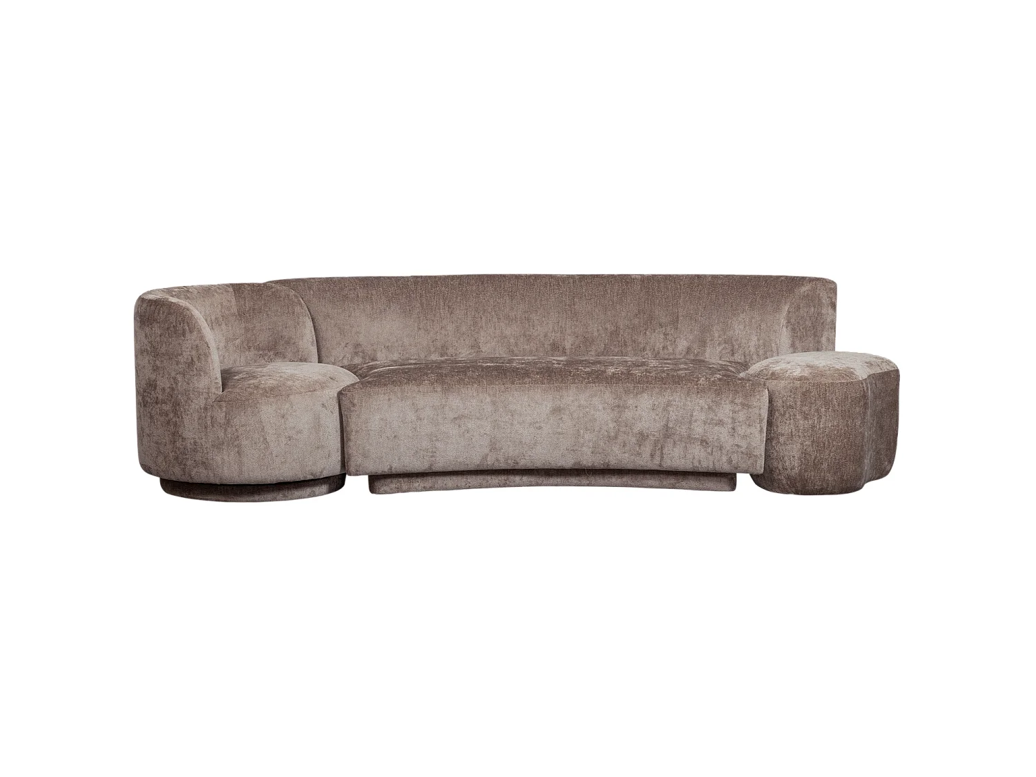 Canapé 4 places avec pouf en tissu chenille taupe POPULAR