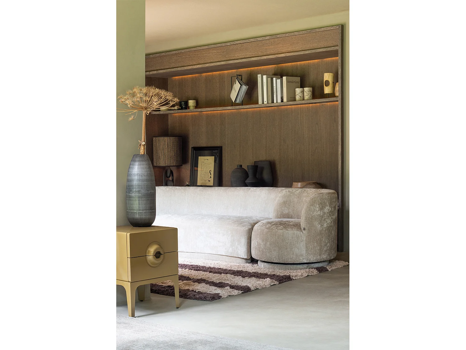 Canapé modulable avec 2 fauteuils en tissu chenille POPULAR