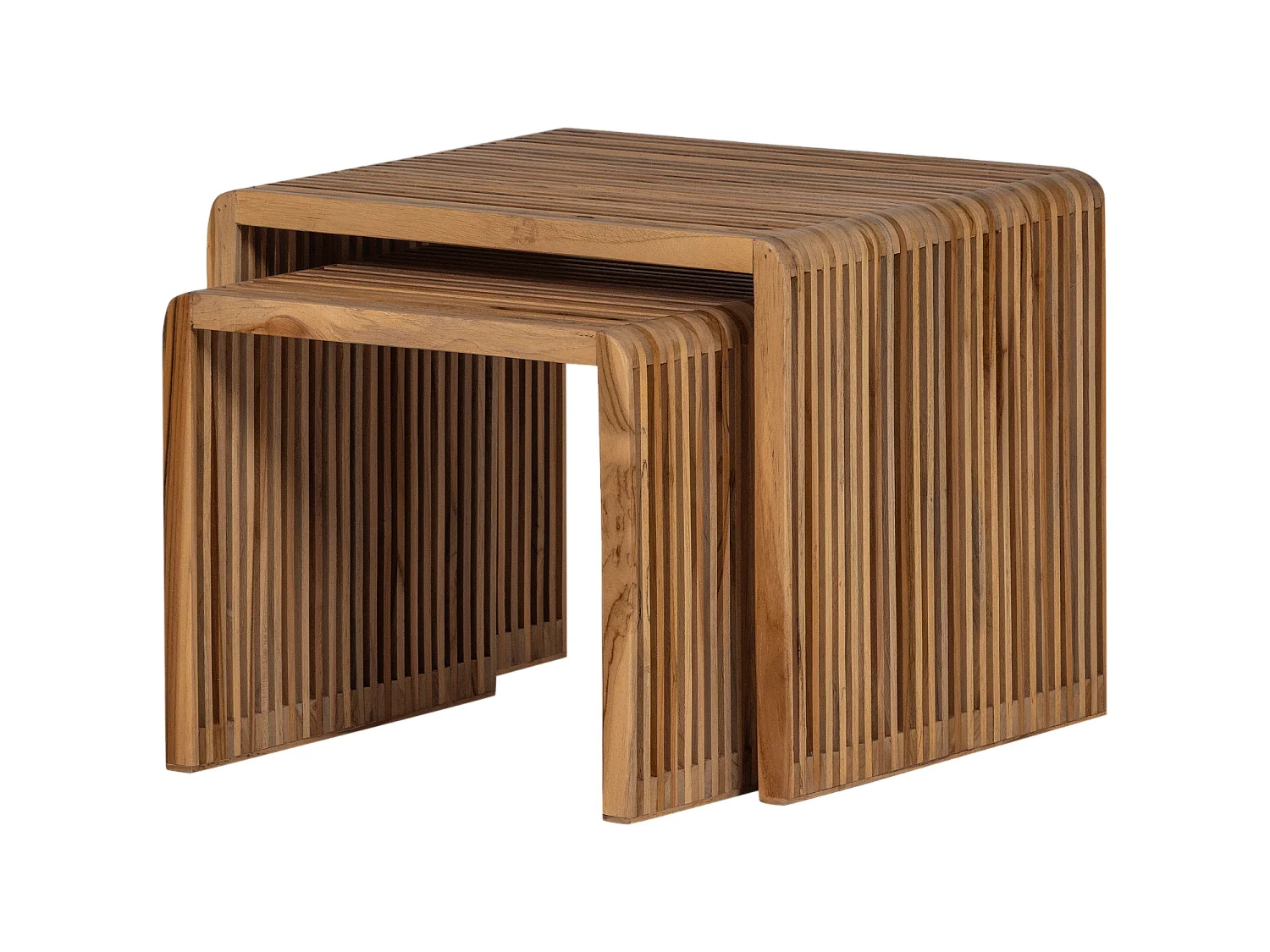 Lot de 2 table d'appoint en teck recyclé JASMIJN