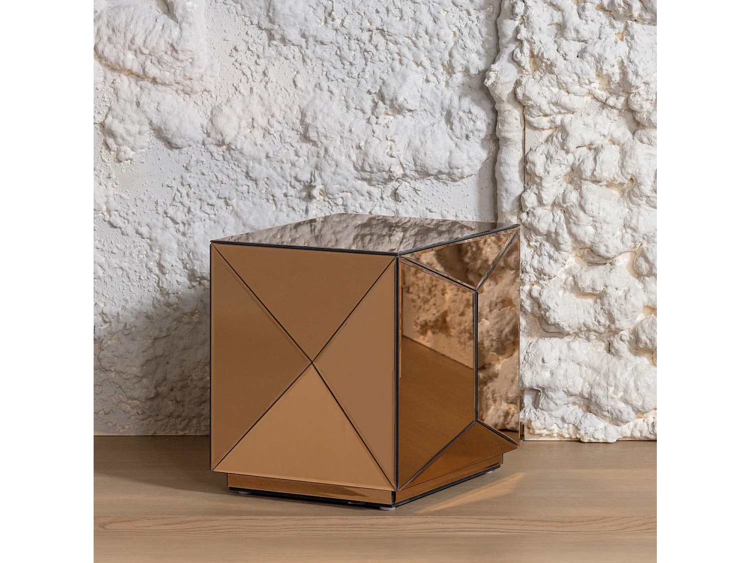 Table d'appoint en bois et verre GLINTZ