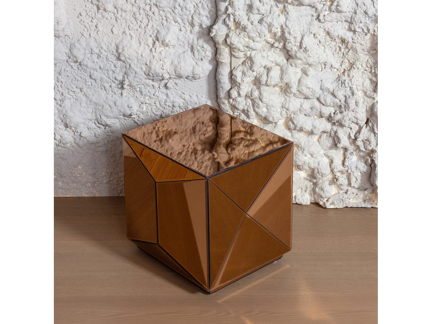 Table d'appoint en bois et verre GLINTZ