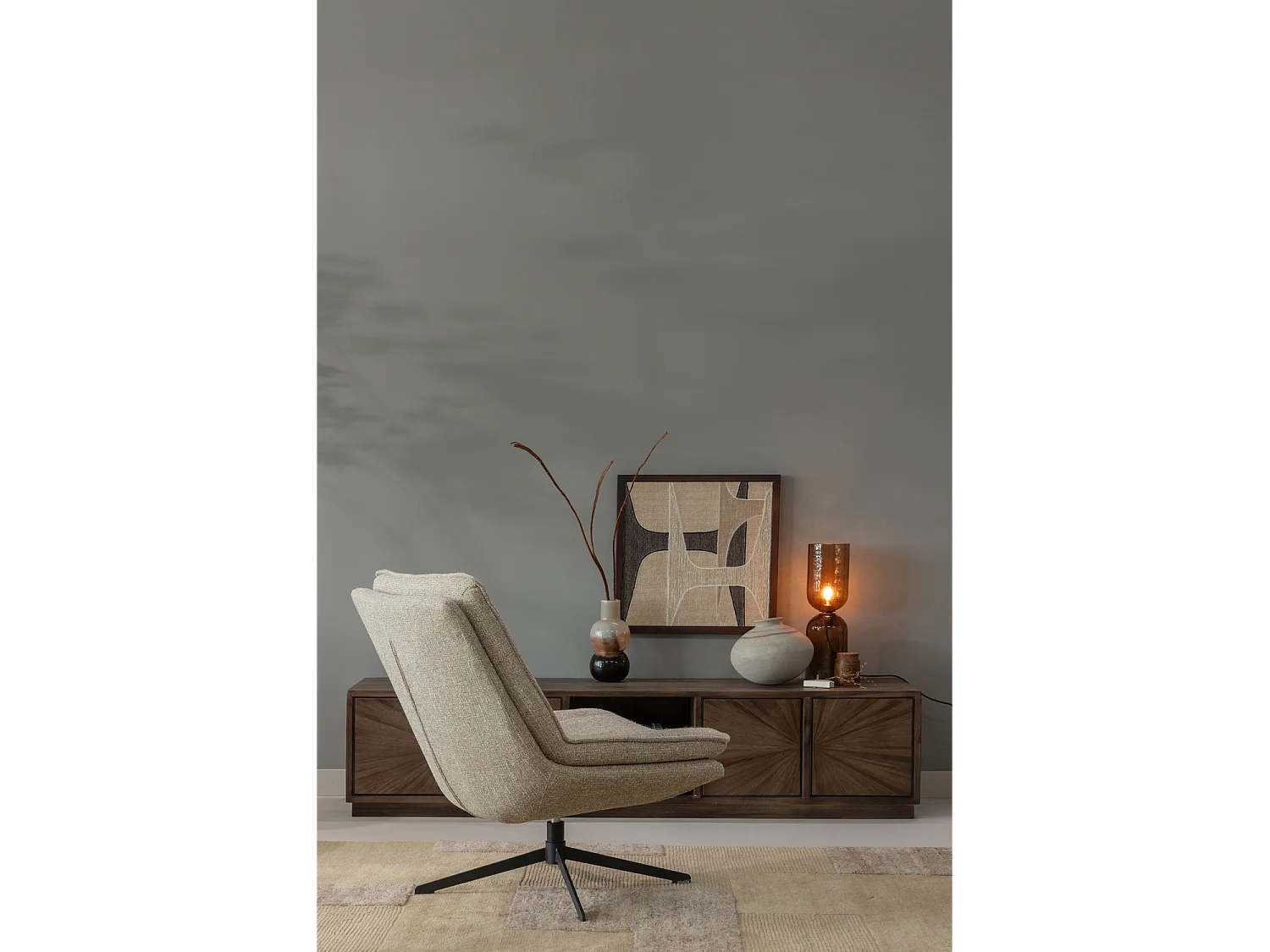 Fauteuil pivotant en tissu mélangé MILARO