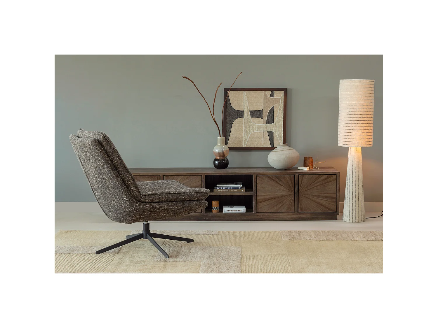 Fauteuil pivotant en tissu mélangé MILARO