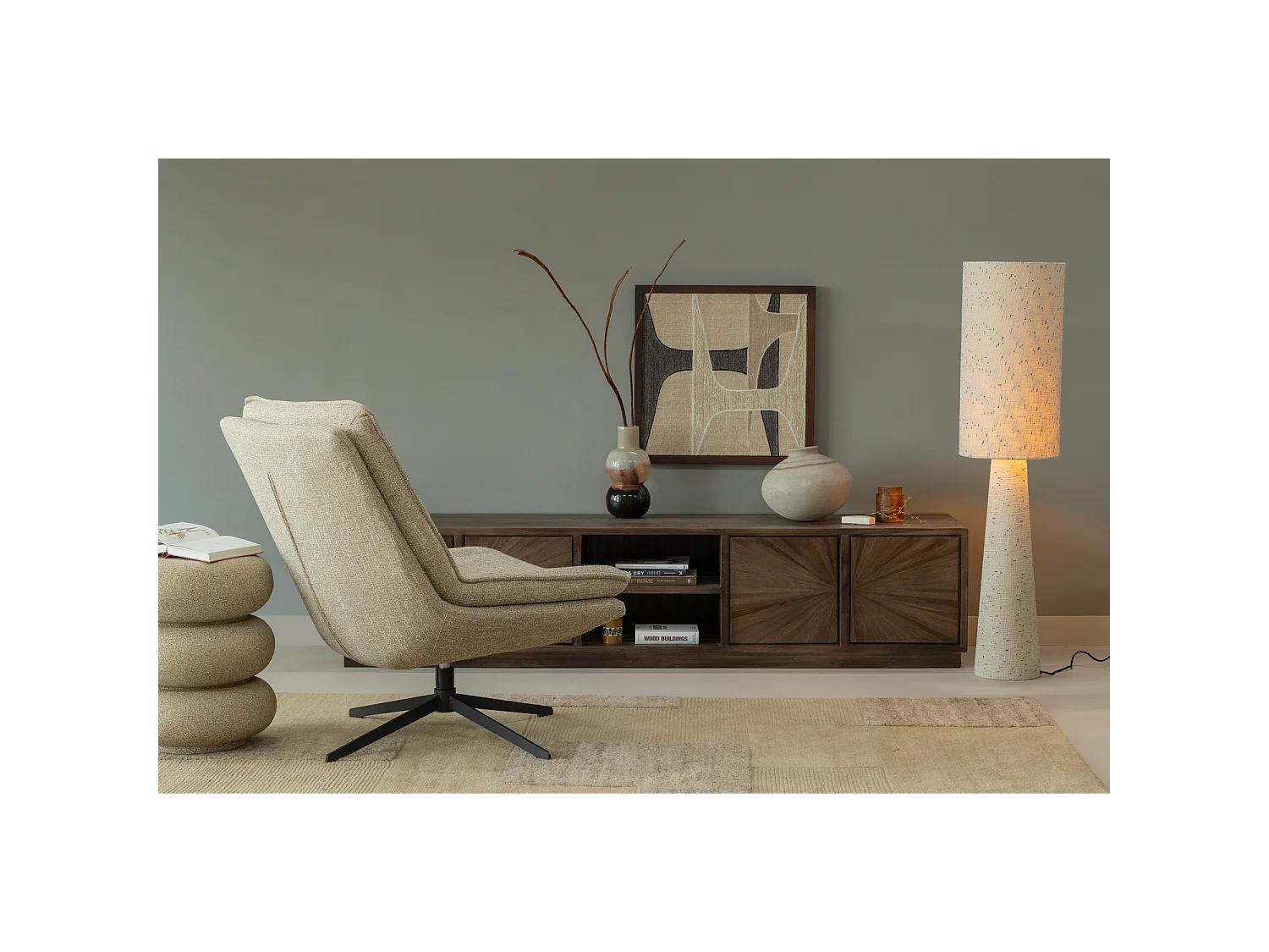Fauteuil pivotant en tissu mélangé MILARO