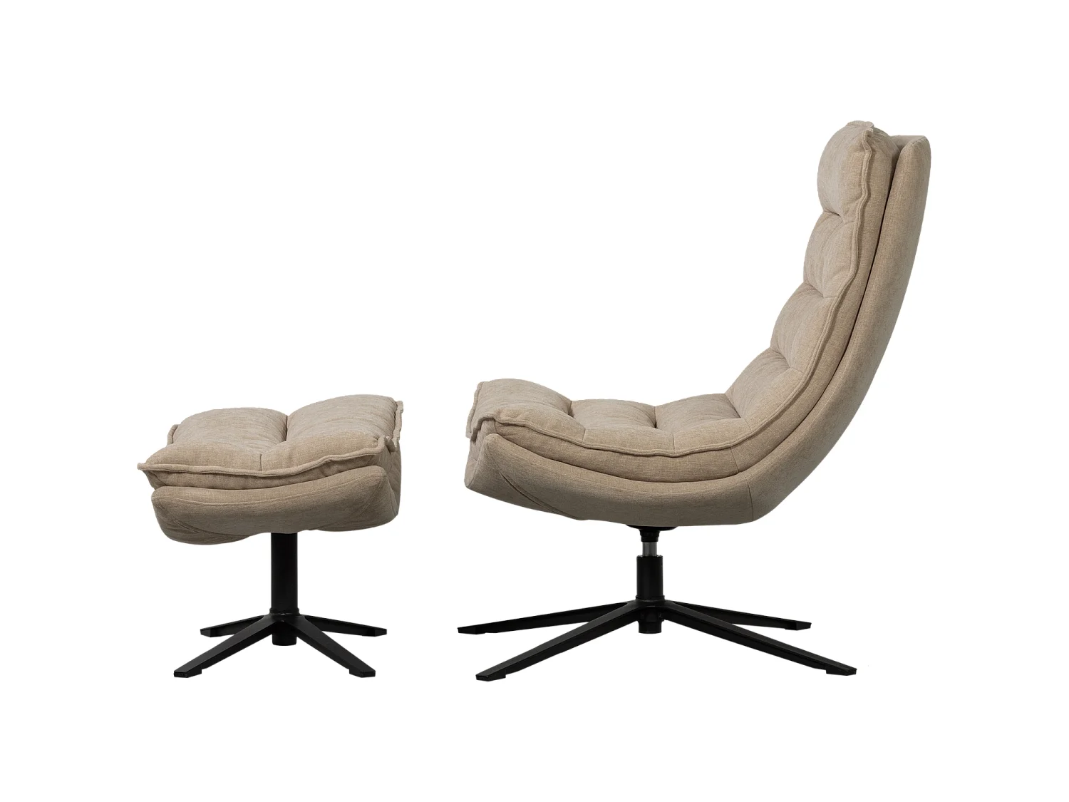Fauteuil pivotant avec hocker en chenille KUBE