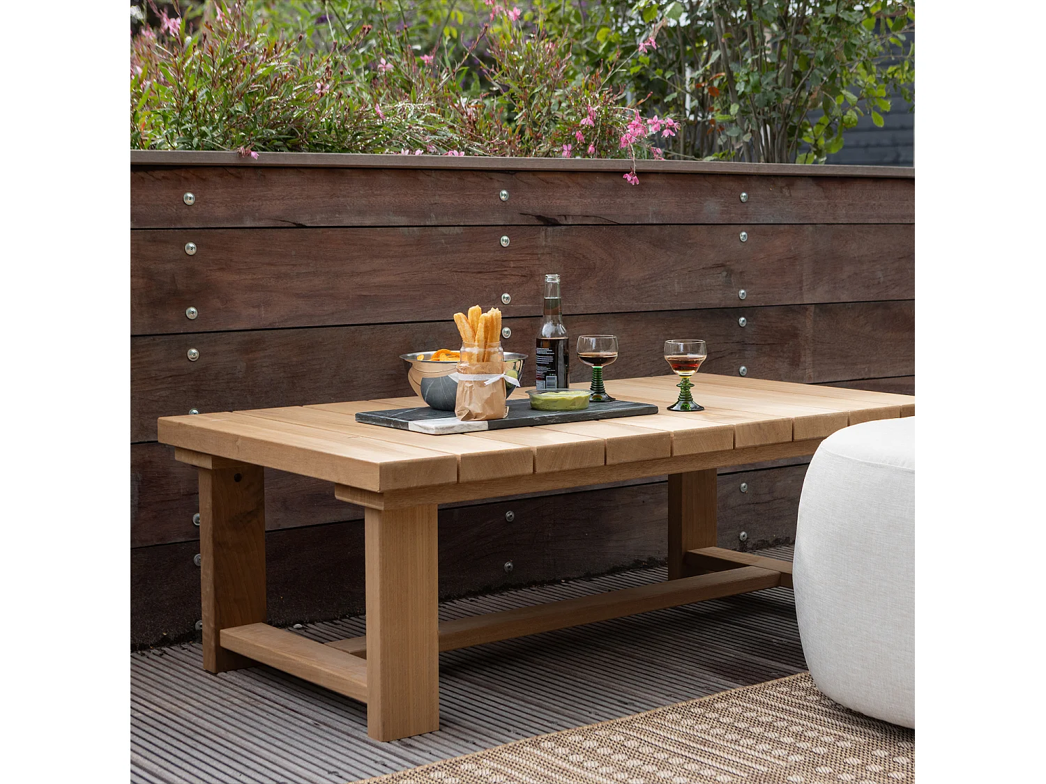 Table basse de jardin en bois et métal BANCO