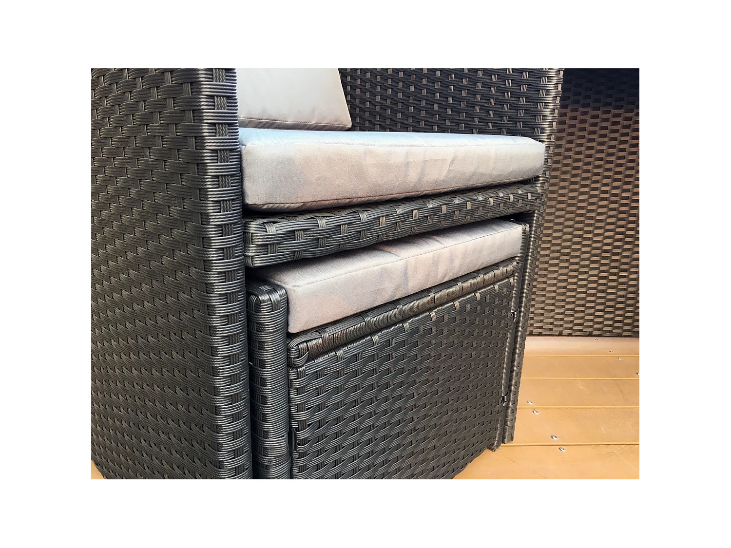 Salon de jardin 8 places noir-gris + housse de protection MIAMI