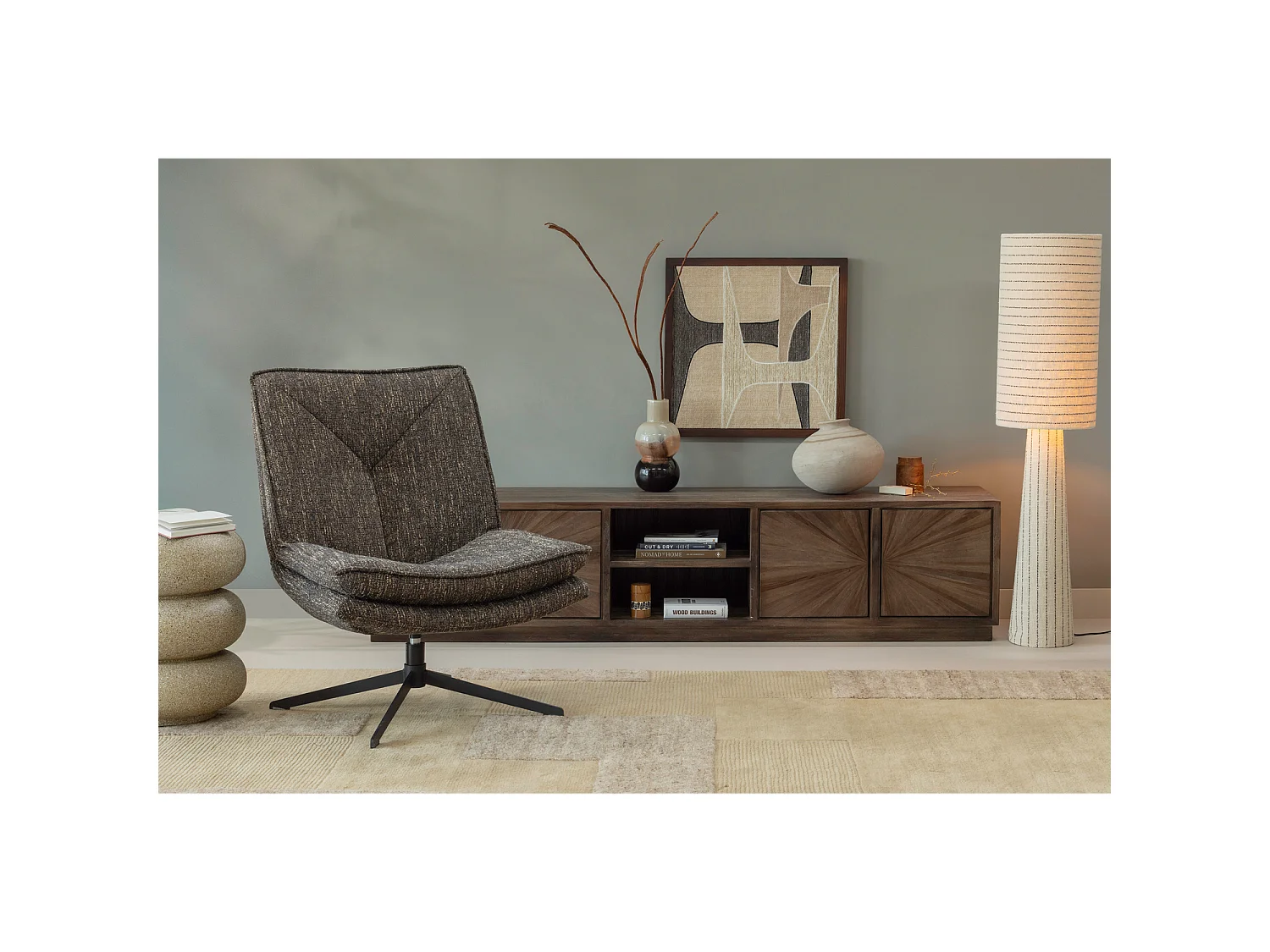 Fauteuil pivotant en tissu mélangé MILARO