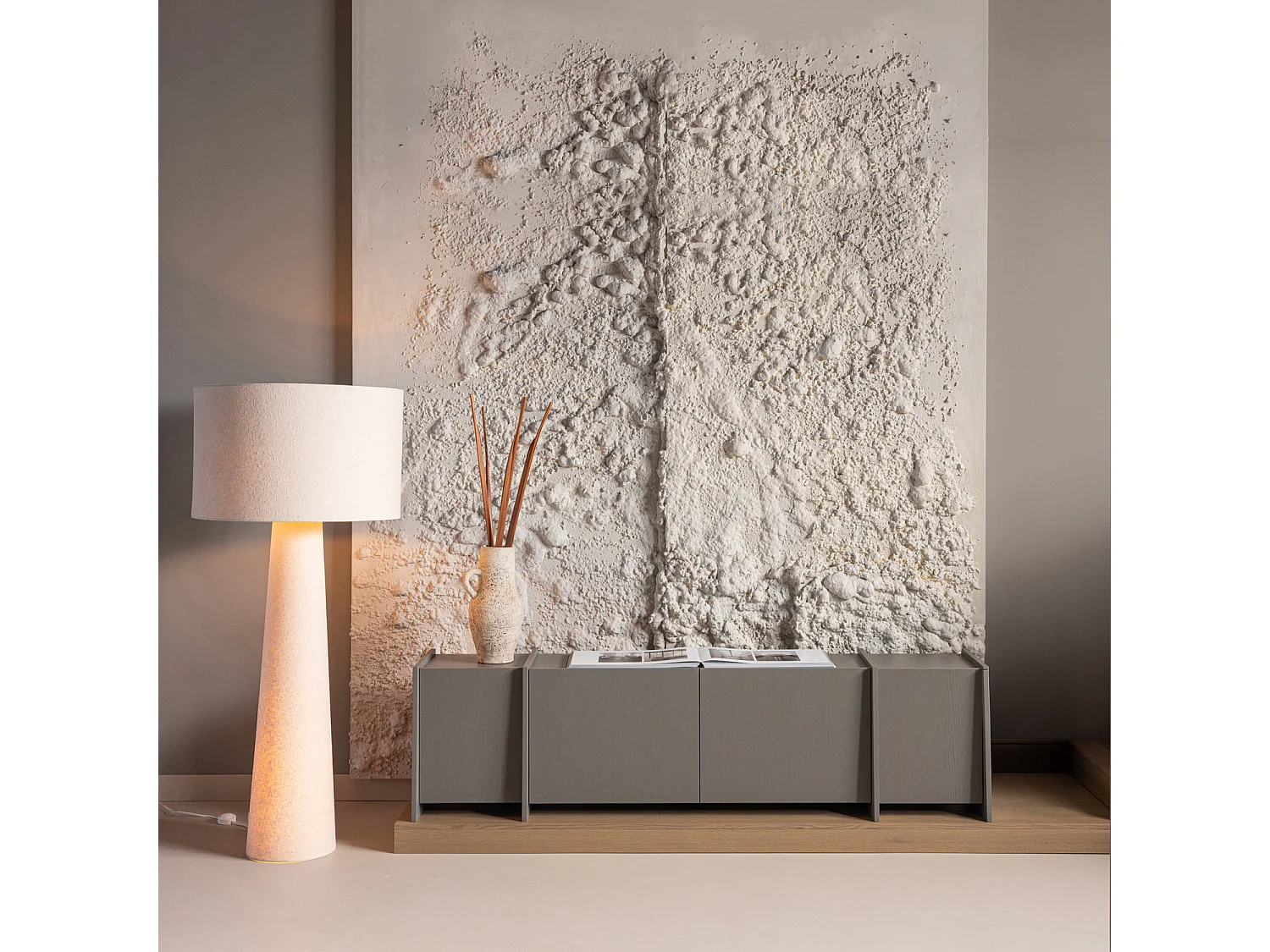 Meuble Tv en placage frêne L200 BROCK