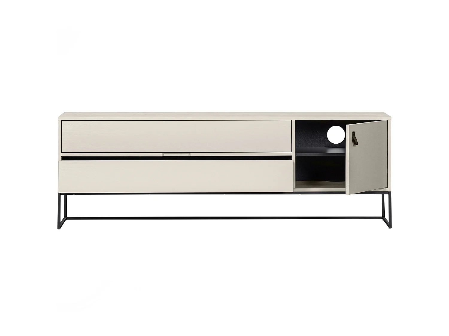 Meuble tv 1 porte et 2 tiroirs en pin SILAS