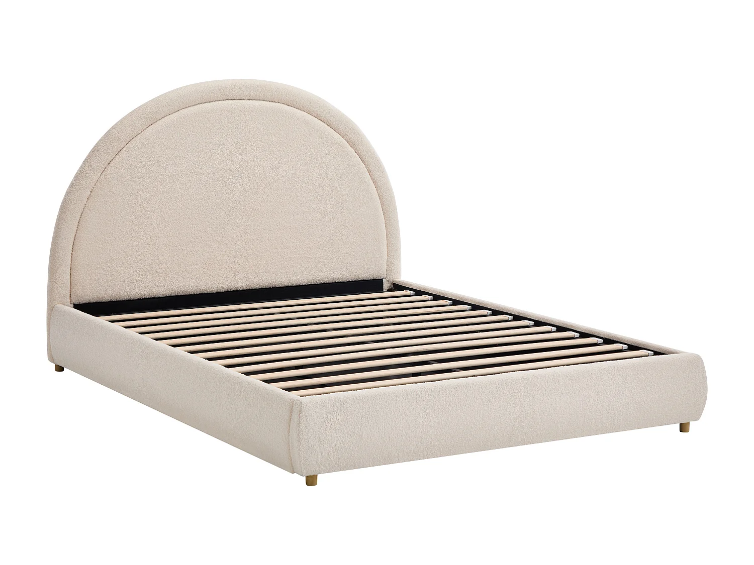 Lit coffre 160 x 200 cm - Tissu bouclette - Avec LEDs - Crème - LIRIMO