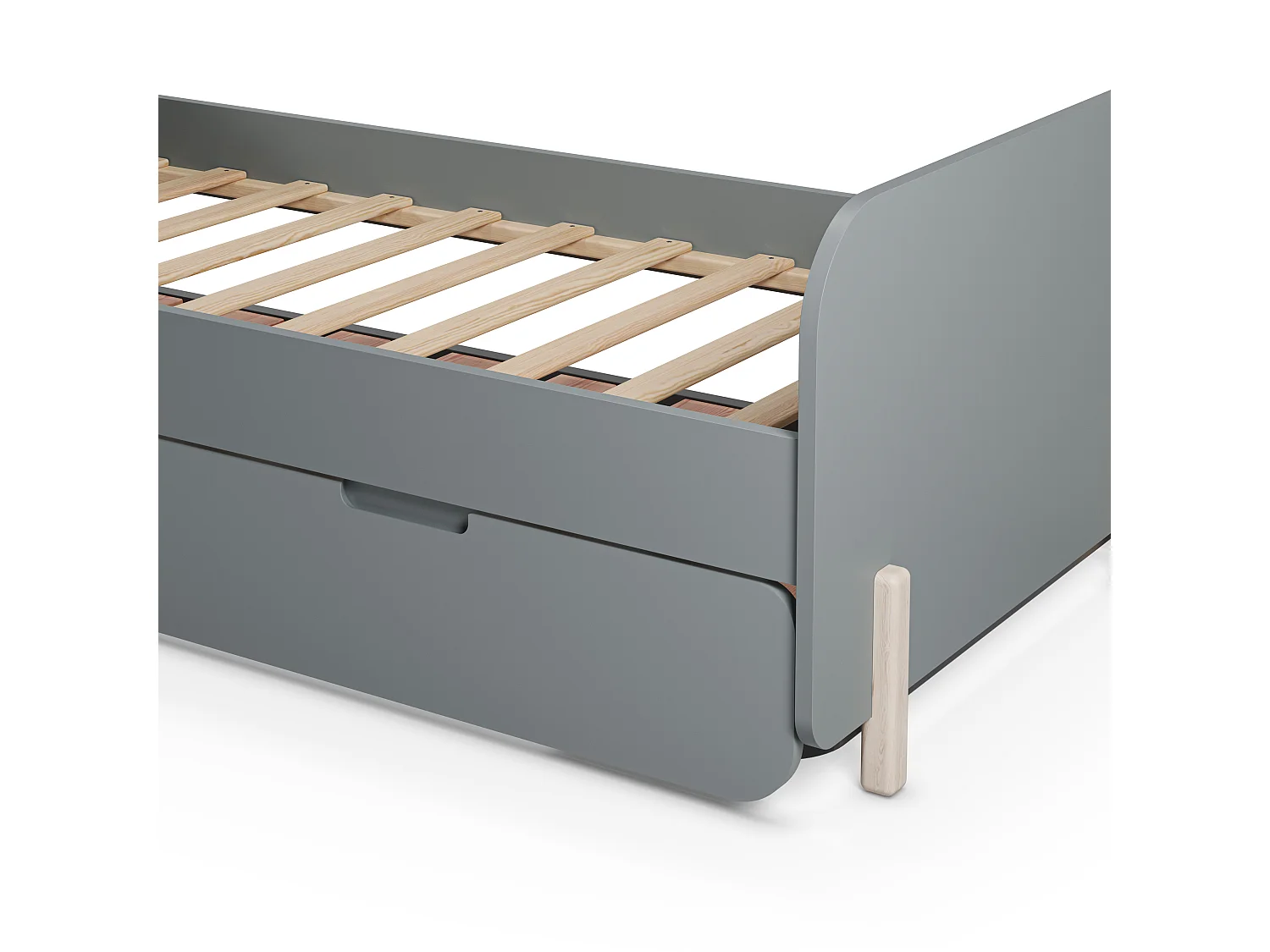 Lit gigogne 2 x 90 x 190 cm - MDF et pin - Vert sauge et naturel clair - TALUDO