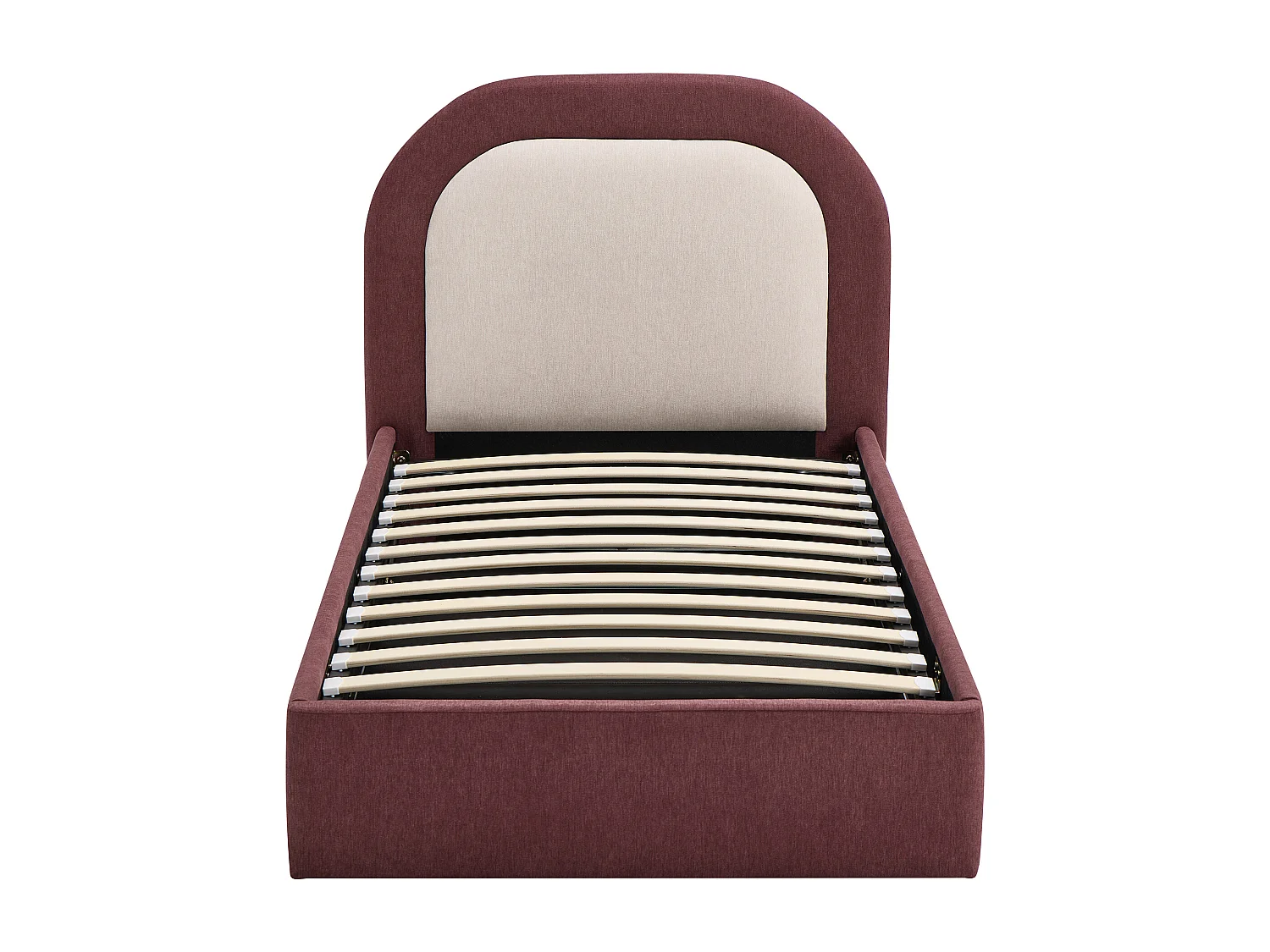 Lit coffre 90 x 190 cm - Tissu - Pourpre et beige - IDONO