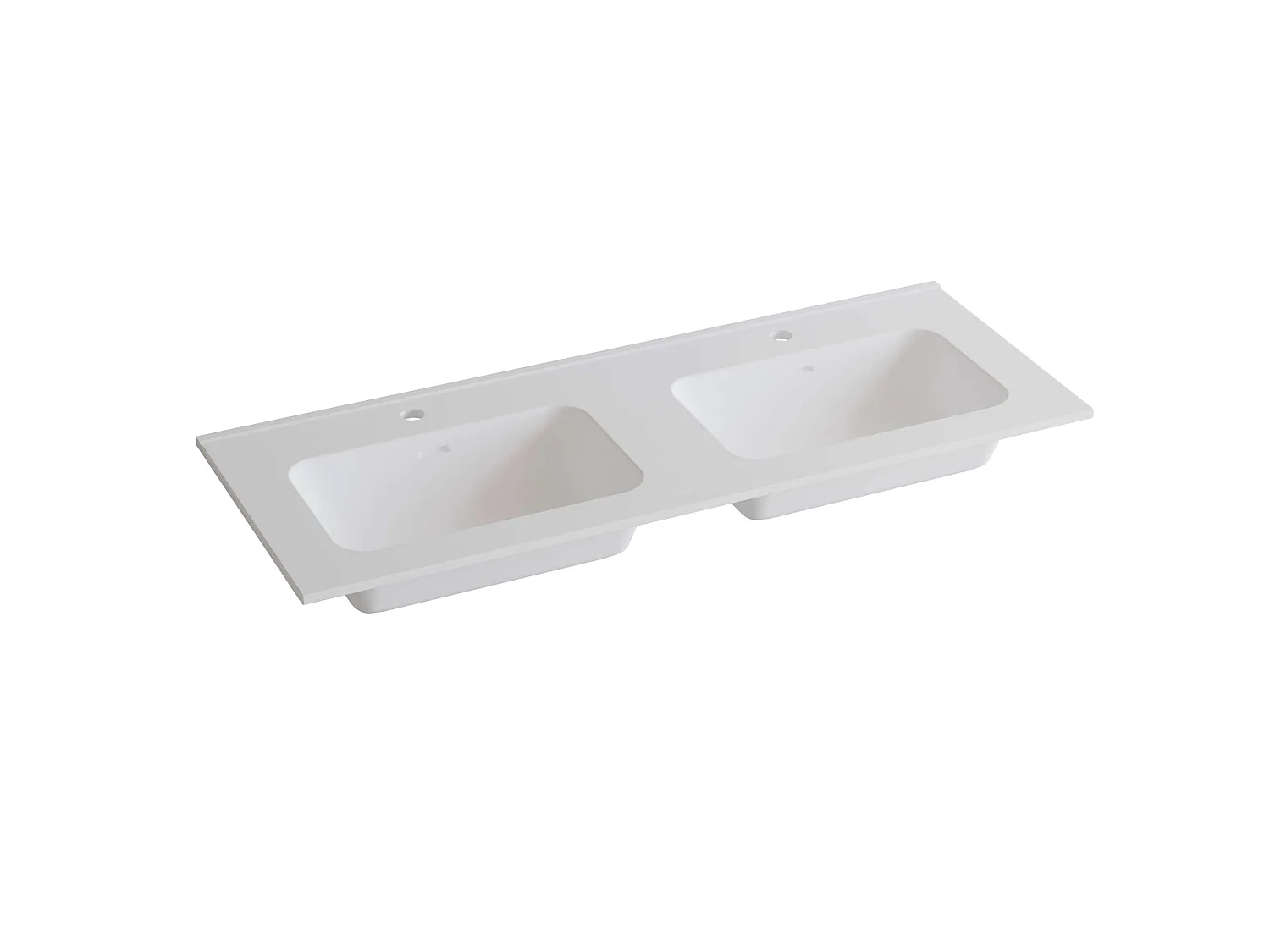 Meuble salle de bain  120 cm chêne moyen "Sand" avec double vasque céramique Volterra blanc mat, 2 tiroirs, H54 x P45 cm, Mod.FER