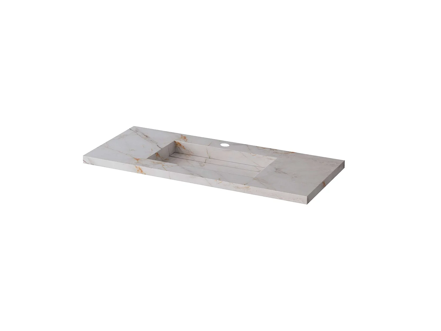 Meuble salle de bain 80 cm chêne moyen "Sand" avec vasque grès cérame Lanic blanc minéral, 2 tiroirs, H54 x P45 cm, Mod.FER