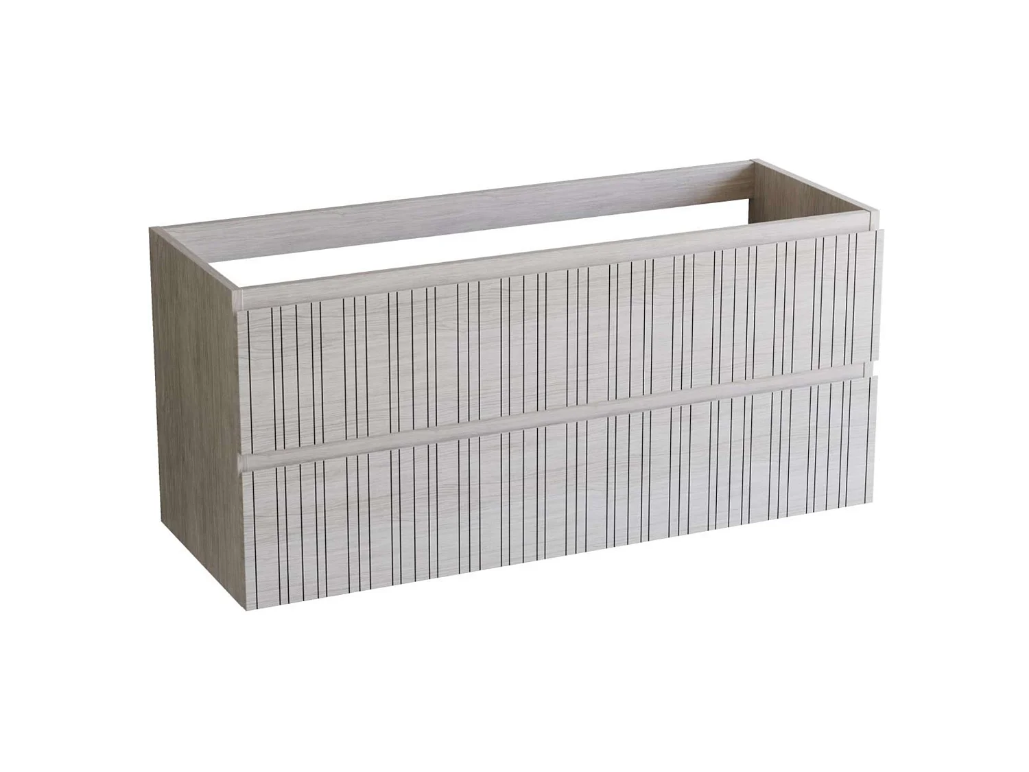 Meuble salle de bain 100 cm boréal avec vasque céramique Lanicor blanc minéral, 2 tiroirs, H54 x P45 cm, Mod.FER