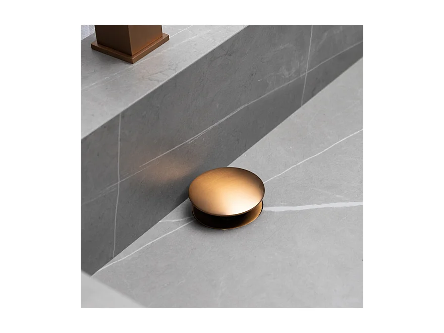 LuxuryBain- Bonde de lavabo, vasque, evier universelle cuivrée avec trop plein, bonde Pop Up (push-up) Automatique