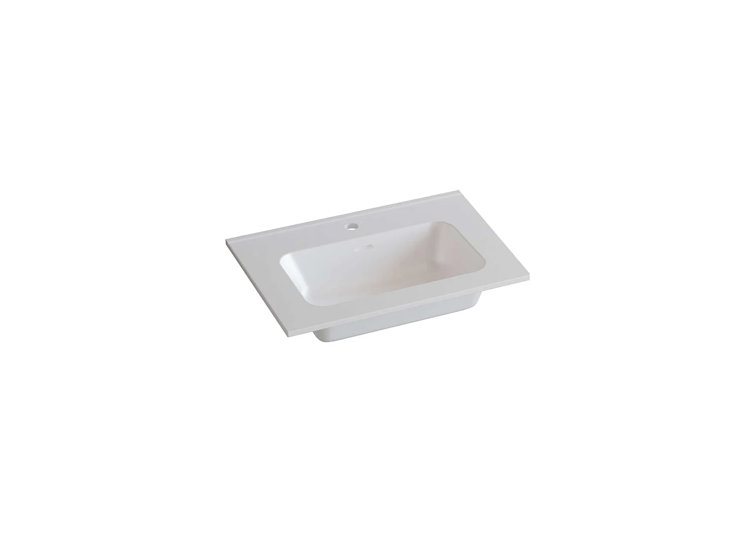 Meuble salle de bain 60 cm boréal avec vasque céramique Volterra blanc brillant, 1 tiroir, H40 x P45 cm, Mod.FER