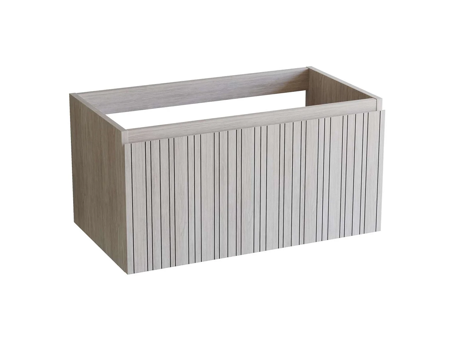Meuble salle de bain 100 cm boréal avec vasque céramique Lanicor blanc minéral, 1 tiroir, H40 x P45 cm, Mod.FER
