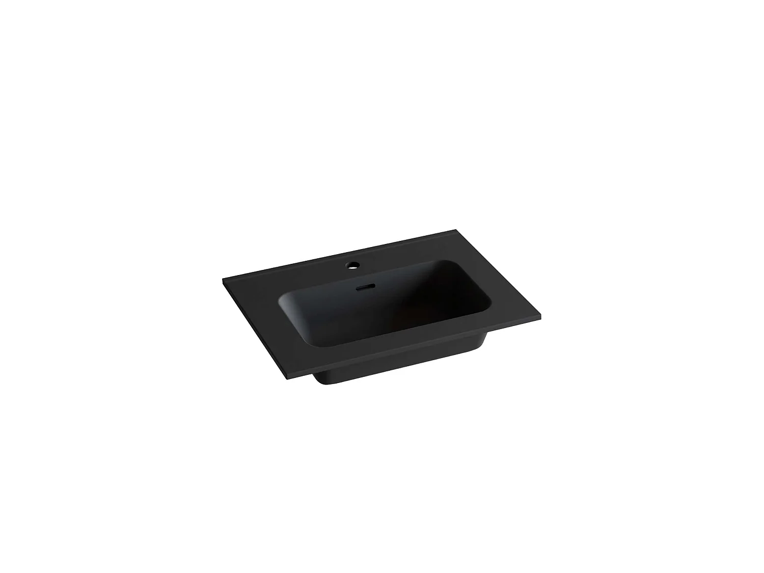 Meuble salle de bain 80 cm chêne moyen "Sand" avec vasque céramique Volterra noir mat, 2 tiroirs, H54 x P45 cm, Mod.FER