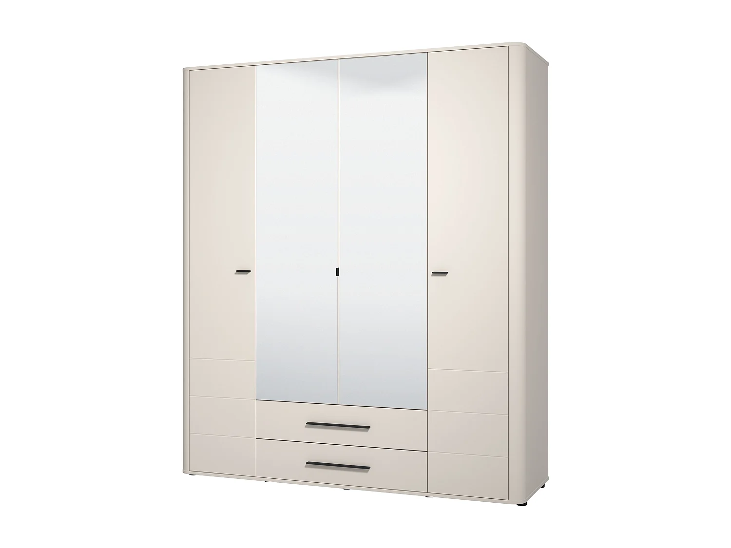 Armoire 4 portes et 2 tiroirs - Avec miroir - L180 - Beige - JELYNE
