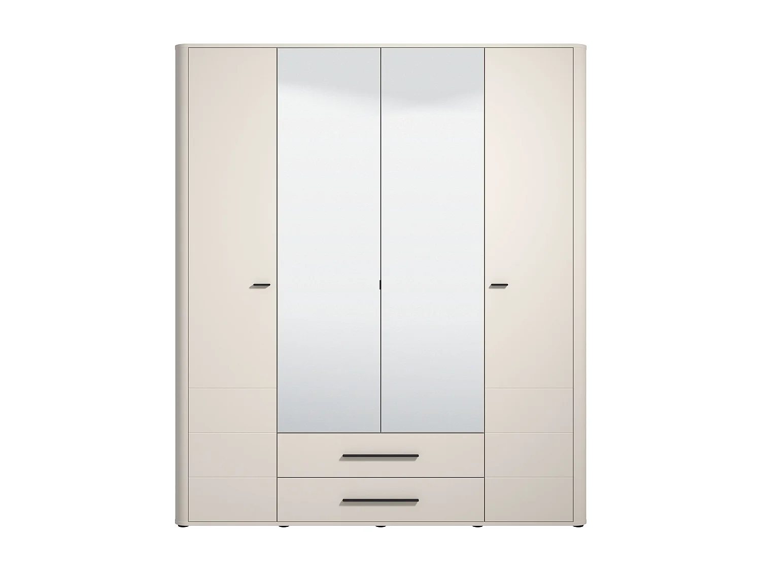 Armoire 4 portes et 2 tiroirs - Avec miroir - L180 - Beige - JELYNE