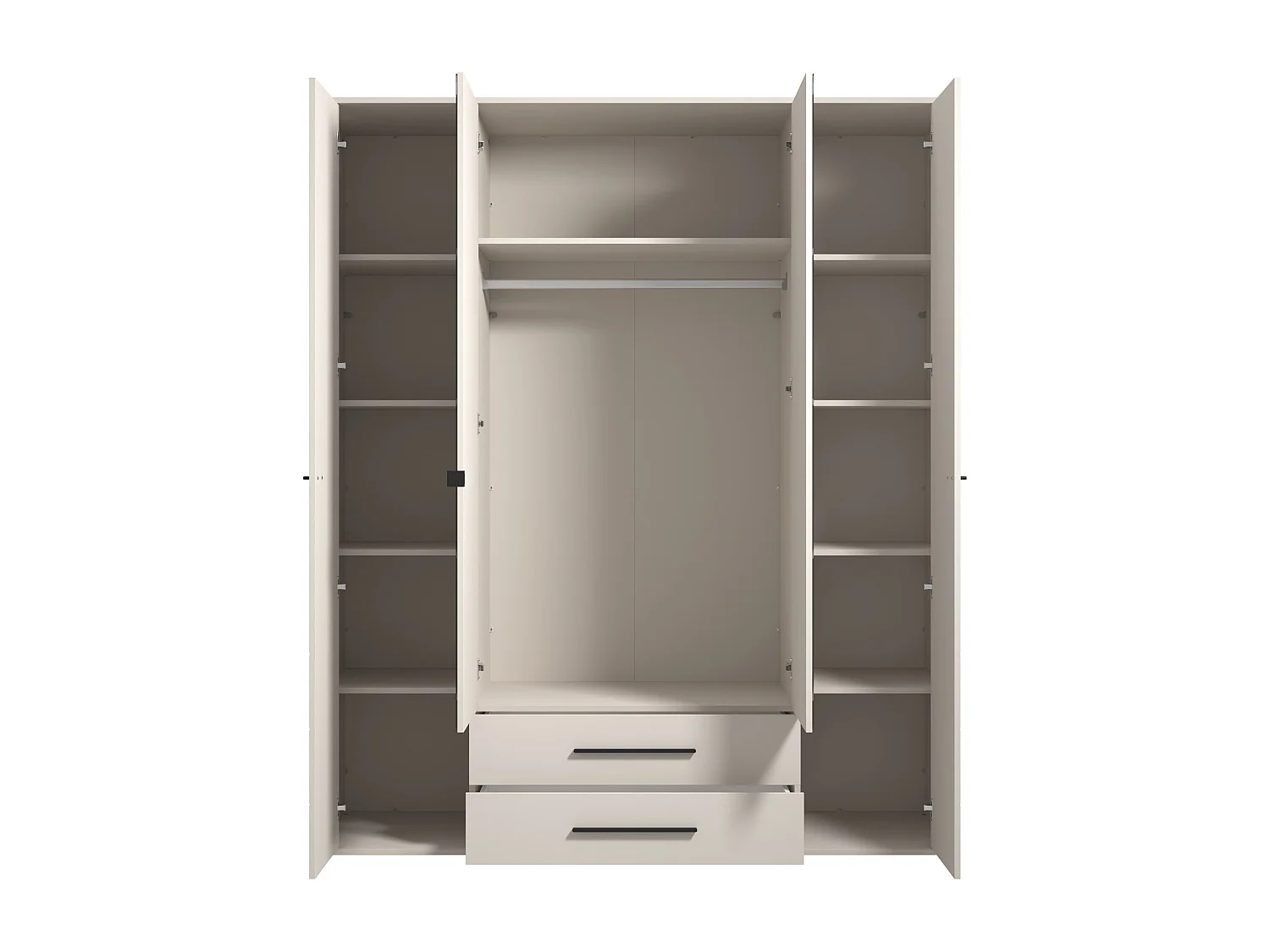 Armoire 4 portes et 2 tiroirs - Avec miroir - L180 - Beige - JELYNE