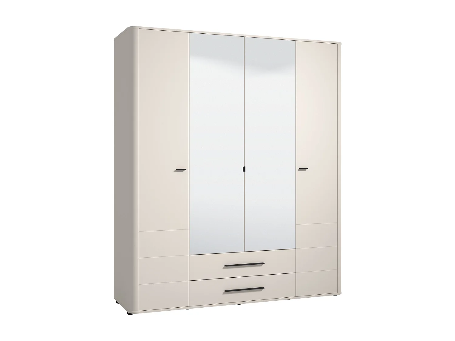 Armoire 4 portes et 2 tiroirs - Avec miroir - L180 - Beige - JELYNE