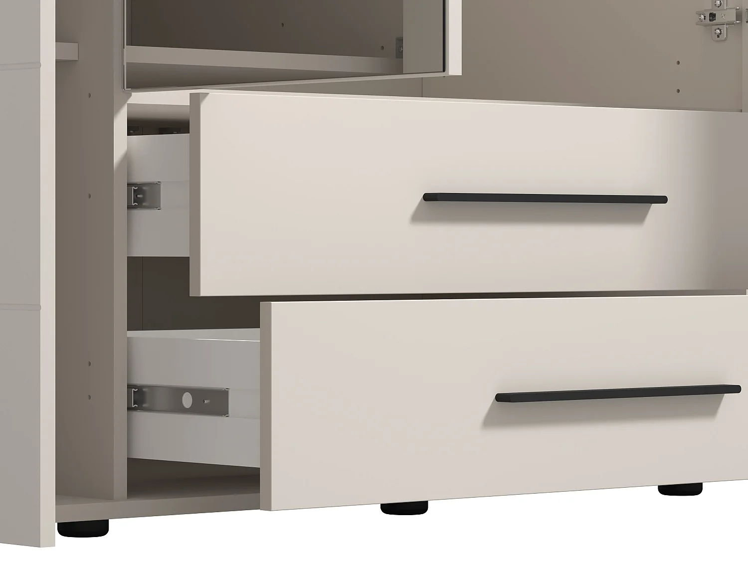 Armoire 4 portes et 2 tiroirs - Avec miroir - L180 - Beige - JELYNE