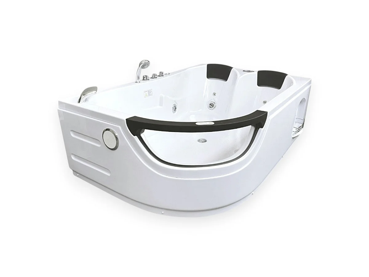 White Whirlpool Bath 180x120cm for 2 Persons 8 Jets LED Lights – Elite