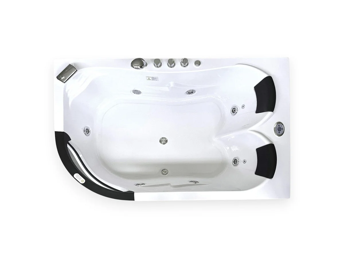 White Whirlpool Bath 180x120cm for 2 Persons 8 Jets LED Lights – Elite