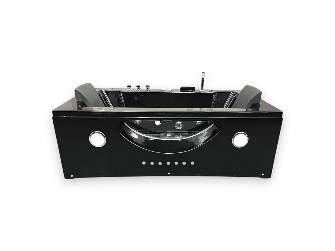 Black Rectangular Whirlpool Bath 180x90cm Luxury Jetted Tub – Hypnotic